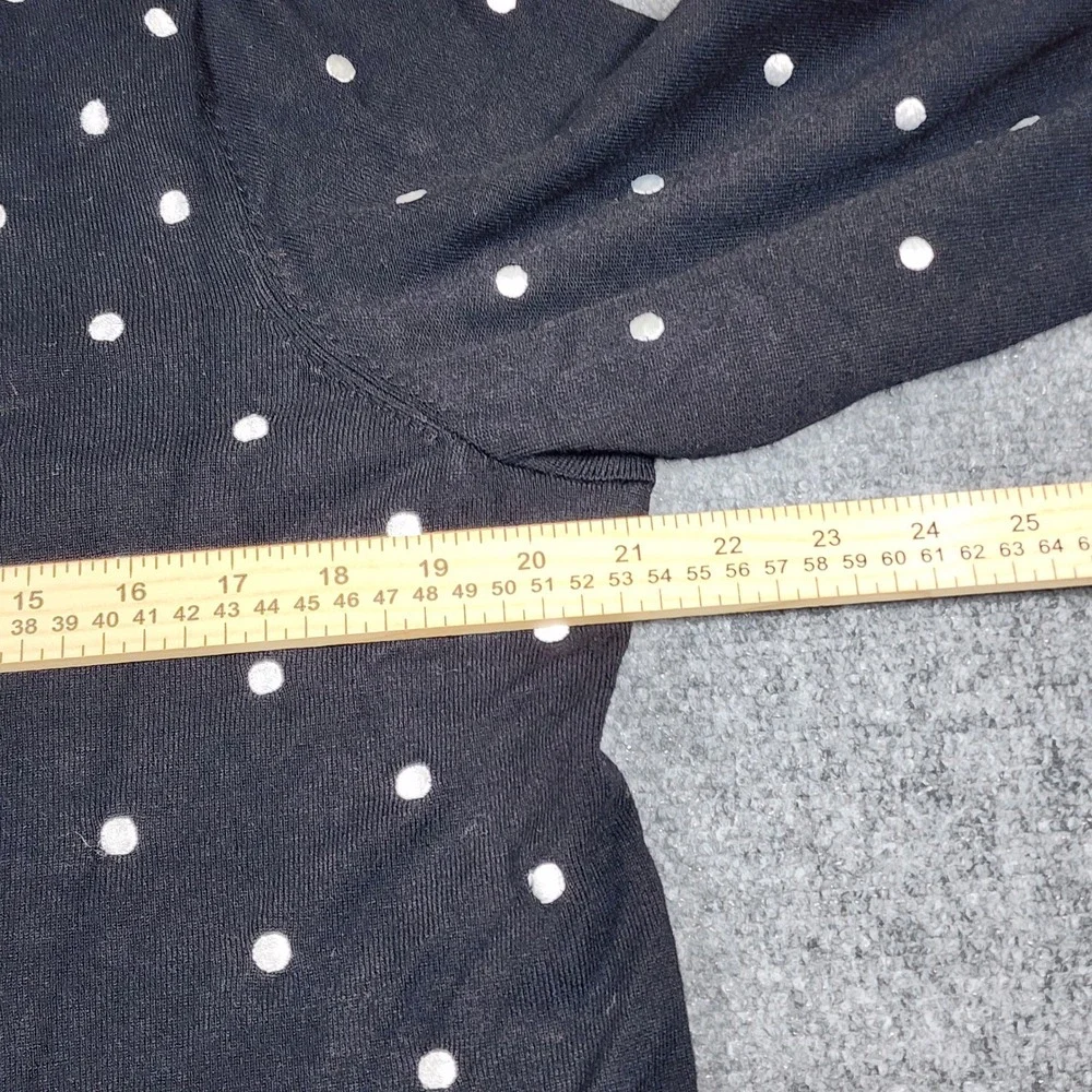Charter Club Woman Black Polka Dot‎ Cardigan Sweater 1X Embroidered Button Front